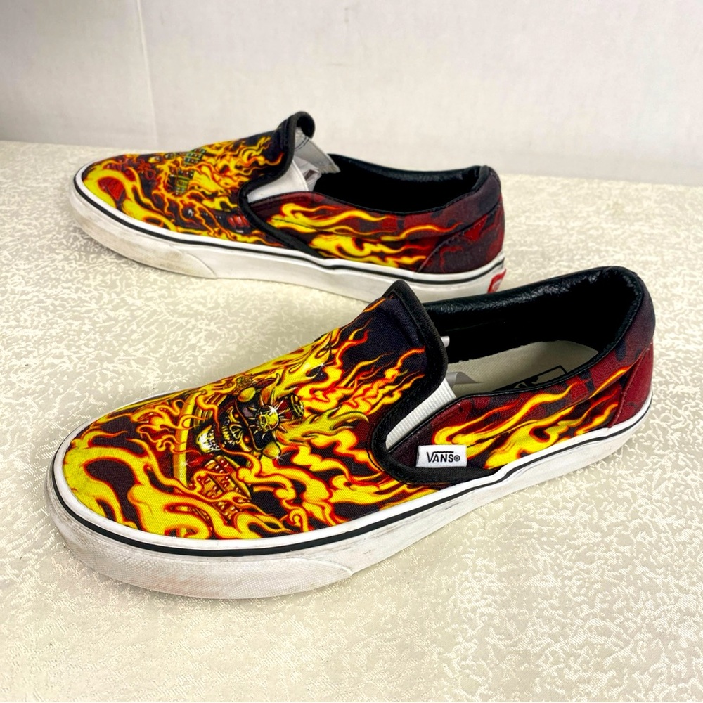 Vans Samurai Rising Shoes Man Size 8 Limi Edition Flames Skulls Skater Bikers